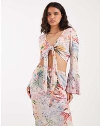 River Island - Floral Tie Up Top Co-Ord - Lyst