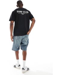Threadbare - – t-shirt mit hohem baumwollanteil, rundhalsausschnitt und surf-print am rücken - Lyst