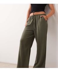 Miss Selfridge - Linen Mix Pull On Pants -green - Lyst