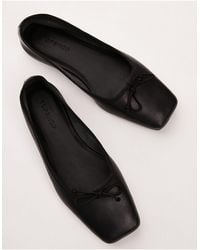 TOPSHOP - Bethany Leather Square Toe Unlined Ballet Flats - Lyst