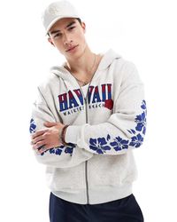 Hollister - Sudadera Holgada Con Capucha, Cremallera Y Detalle Estampado De - Lyst