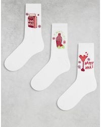 ASOS - Kerstmis- Set Van 3 Sokken Met Drankjesprint - Lyst