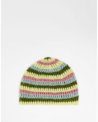 Reclaimed (vintage) - Unisex Stripe Crochet Skull Hat - Lyst