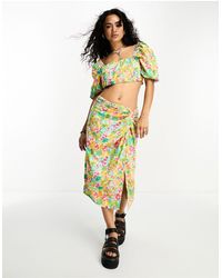 ONLY - Knot Front Sarong Midi Skirt Co-ord - Lyst