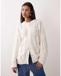 Gina Tricot - Rich Cotton Knit Cable Cardigan - Lyst