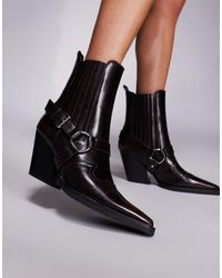 SIMMI - Simmi London Wide Fit Esperanza Mid Ankle Cowboy Boot With Buckle Detail - Lyst