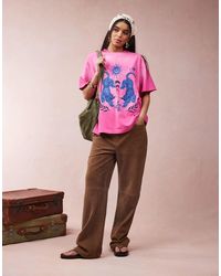 ASOS - Pantalones Color Moca De Pernera Recta Con Diseño De Paneles De Ante De -Marrón - Lyst