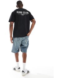 Threadbare - Camiseta Negra Con Cuello Redondo Y Estampado Surfero En La Espalda De Tejido Rico En Algodón De - Lyst