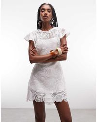 ASOS - Crochet Flutter Sleeve Mini Dress - Lyst