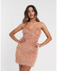 asos edition embellished showgirl midi dress with faux feathers
