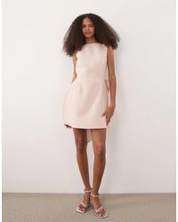 TFNC London - Boucle Low Back Oversized Bow A Line Mini Dress Pastel - Lyst