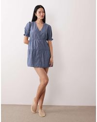 Wednesday's Girl - Chambray Smock Mini Dress - Lyst
