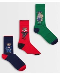 Polo Ralph Lauren - Bear Print 3 Pack Gift Set Crew Socks - Lyst