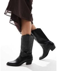 Pull&Bear - Faux Leather Topstitched Western Boots - Lyst