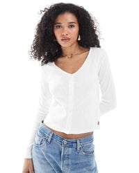 Levi's - Camiseta Blanca De Manga Larga Con Botones Delanteros Muse De - Lyst