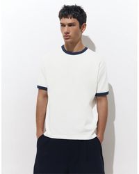 Pull&Bear - Contrast Trim T-shirt - Lyst