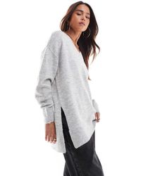 Vero Moda - Maglione Morbido Taglio Lungo Chiaro Mélange - Lyst