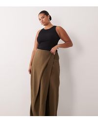 ASOS - Curve Tailored Wrap Waist Wide Leg Pants - Lyst
