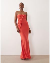 ASOS - Bandeau Slinky Maxi Dress With Draped Twist Neckline - Lyst