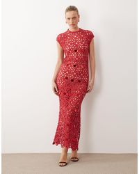 ASOS - Crochet Open Back Maxi Dress With Sequins - Lyst