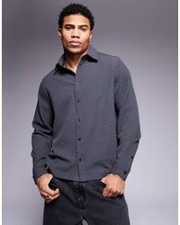 ASOS - Camicia Regular Fit Squadrata Color Antracite A Quadri - Lyst