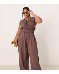 ASOS - Asos Design Curve Double Cloth Gathered Bust Jumpsuit - Lyst