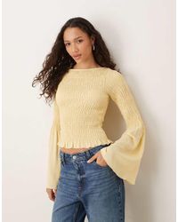 ASOS - Top Arricciato Color Latticello Con Maniche A Pipistrello - Lyst