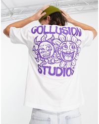 Collusion - T-shirt bianca con stampa floreale sul retro - Lyst
