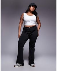 ASOS - Asos Design Curve High Waist Sculpting Cross Front Flare Trouser - Lyst