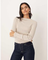 Mango - Top Met Boothals En Lange Mouwen - Lyst