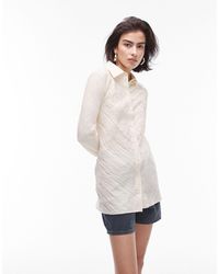 TOPSHOP - Crinkle Longline Shirt - Lyst