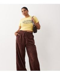 ASOS - Asos Design Curve Pull On Waist Wide Leg Corduroy Pants - Lyst