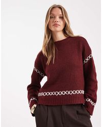 ONLY - Trui Met Contrasterende Details En Ronde Hals - Lyst