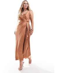 ASOS - Asos Design Curve Satin Cami Wrap Midaxi Dress - Lyst