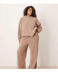 ASOS - Asos Design Curve Lounge Microfleece Wide Leg Pants - Lyst