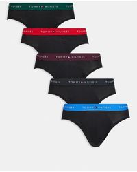 Tommy Hilfiger - Pack De 5 Calzoncillos Negros Básicos Con Cinturillas Rojas, Verdes Y Azules De Algodón Signature Cotton Essentials De - Lyst