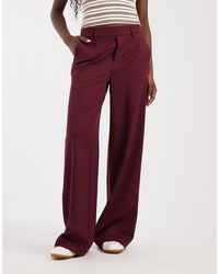 Object - Wide Leg Tailored Trousers Burgundy - Lyst