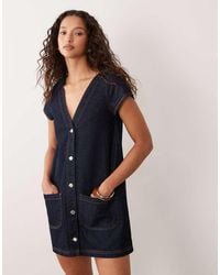 Miss Selfridge - Short Sleeve Button Through Mini Dress - Lyst