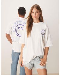 ASOS - Unisex Oversized T-shirt With Blue Smile Print - Lyst