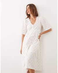 Jdy - V Neck Button Down Midi Dress - Lyst