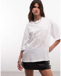 AllSaints - Reflex Amelie Short Sleeve Boxy T-shirt With Embellished Graphic Logo - Lyst