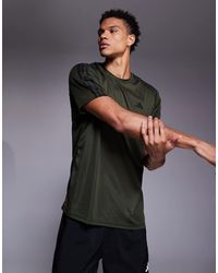 adidas Originals - Adidas training - essentials - t-shirt à 3 bandes - kaki foncé - Lyst