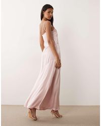 Vila - One Shoulder Strap Detail Satin Maxi Dress - Lyst