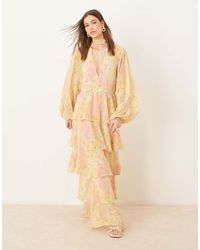 Pretty Lavish - Plunge Ruffle Maxi Dress - Lyst