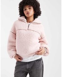 Miss Selfridge - Half Zip Borg Jacket - Lyst