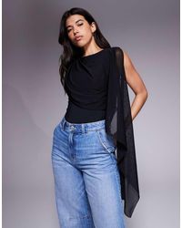 ASOS - Slinky Bodysuit With Mesh Cape Detail - Lyst