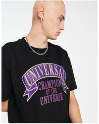 Weekday - T-shirt oversize nera con stampa "universal" - Lyst