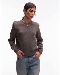 ASOS - Pull à col v montant en maille avec épaulettes - Lyst