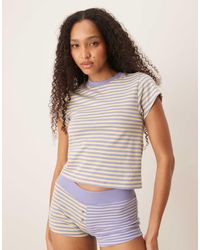 ASOS - Mix & Match Mixed Stripes Pajama Baby Tee - Lyst