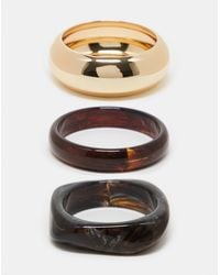 ASOS - Limited Edition Pack Of 3 Bangles With Resin And Metal Detail - Lyst